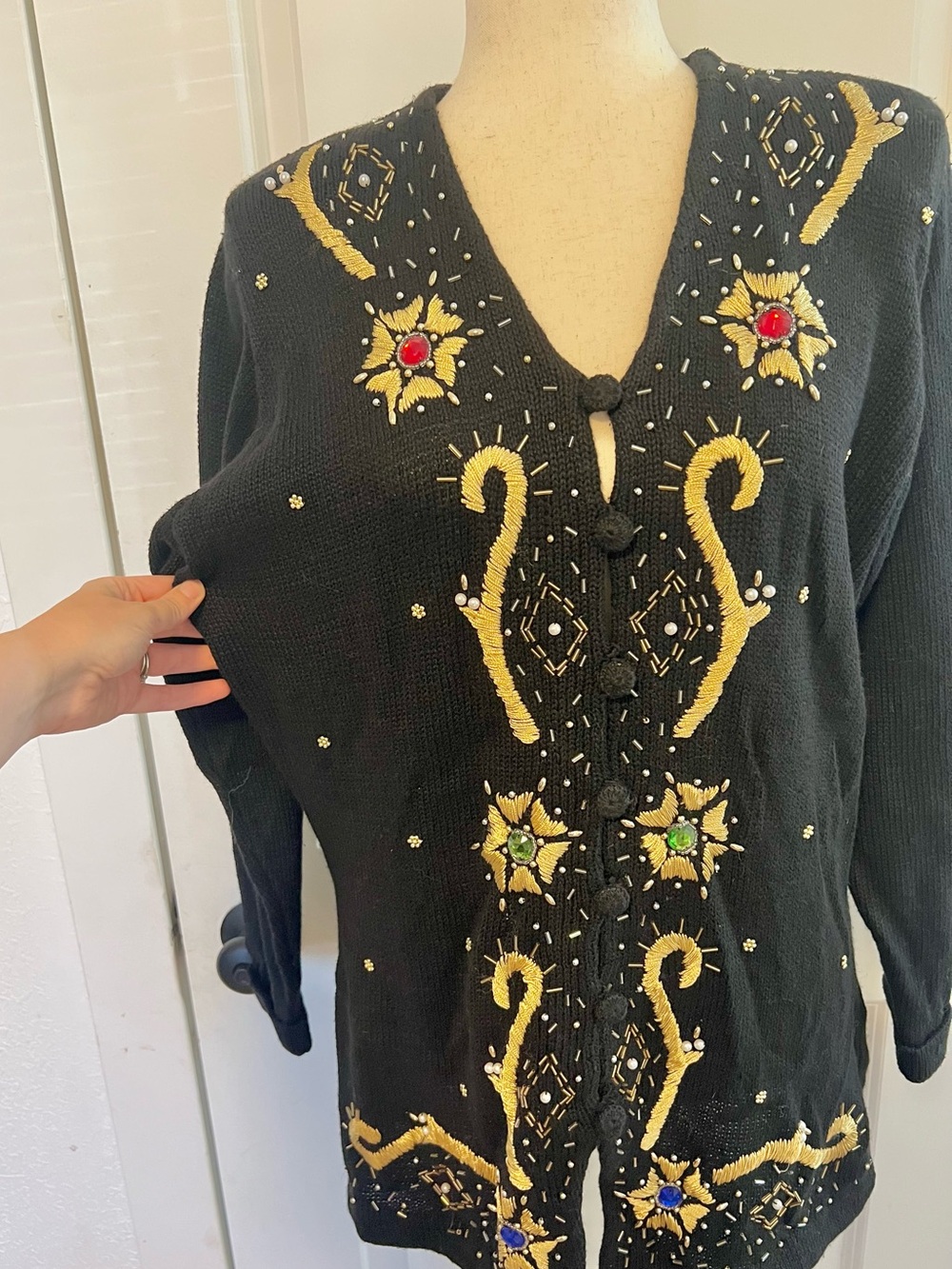 NWT Deadstock VNTG Victoria Jones Beaded Embellished Embroidered Cardigan - Picture 2 of 9